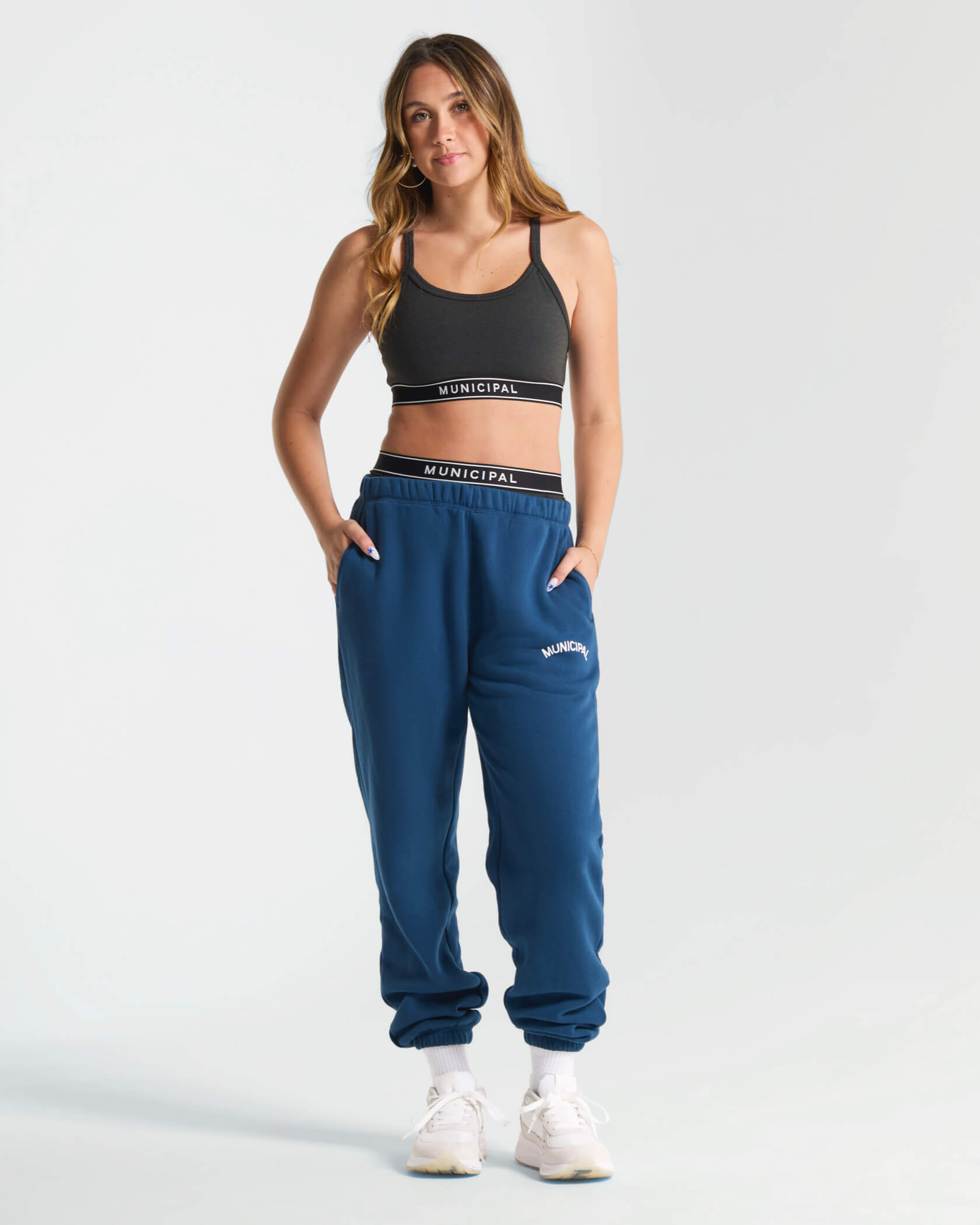 Sweatpants Outfit Girl In Sports Bra And Sweatpants Out From Under